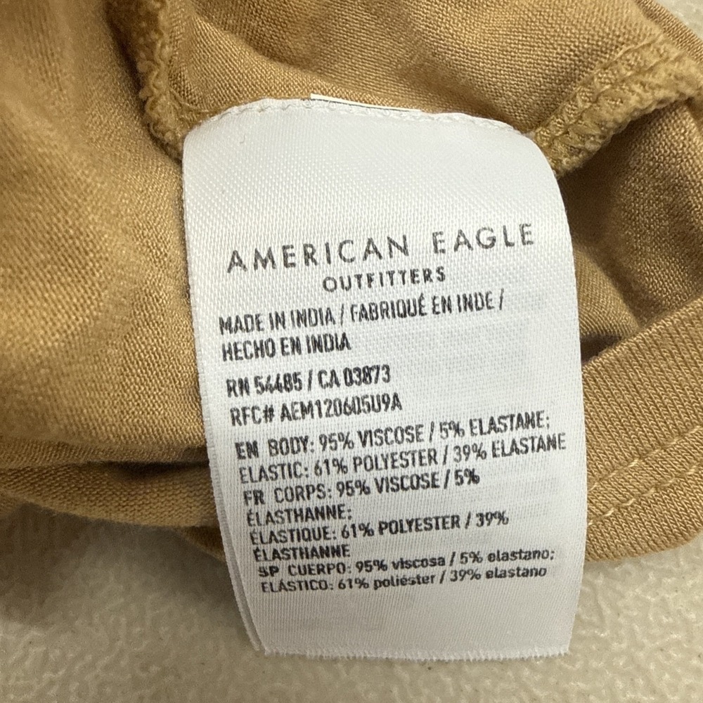 American Eagle Smocked Babydoll Tank Womens XS Tan Boho Coastal Cowgirl Top - Picture 6 of 8